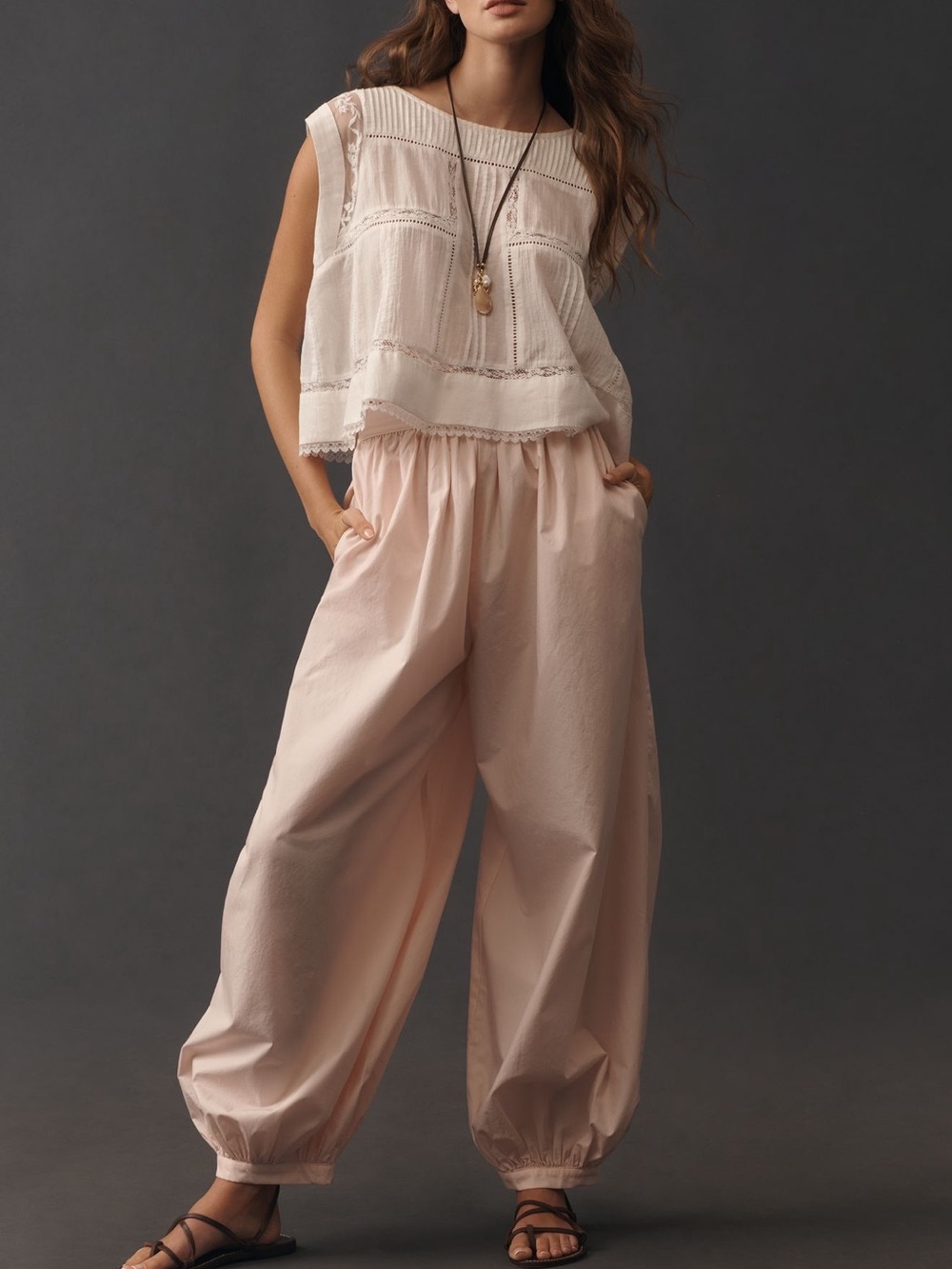 NWOT Maeve Poplin Genie Boho Pants Relaxed Comfy PullOn Wide Leg Creole Pin Sz S